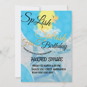 Invitación de cumpleaños temática de pato de goma 
