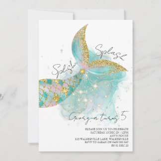 Invitación de cumpleaños temática de Sirena