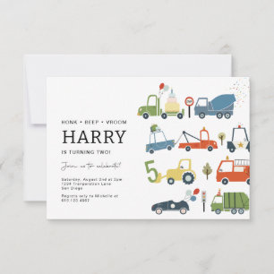 Invitación de cumpleaños temática de transporte ad