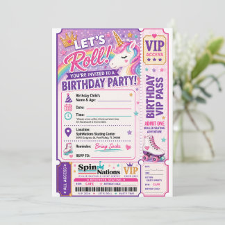 Invitación de cumpleaños temática de unicornio Spi
