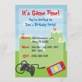 Invitación de cumpleaños temática de videojuegos