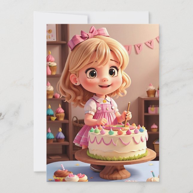 Invitación de cumpleaños temática muñeca (Anverso)
