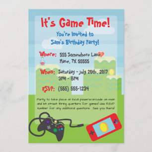 Invitación de cumpleaños temática para videojuegos