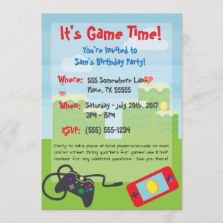 Invitación de cumpleaños temática para videojuegos