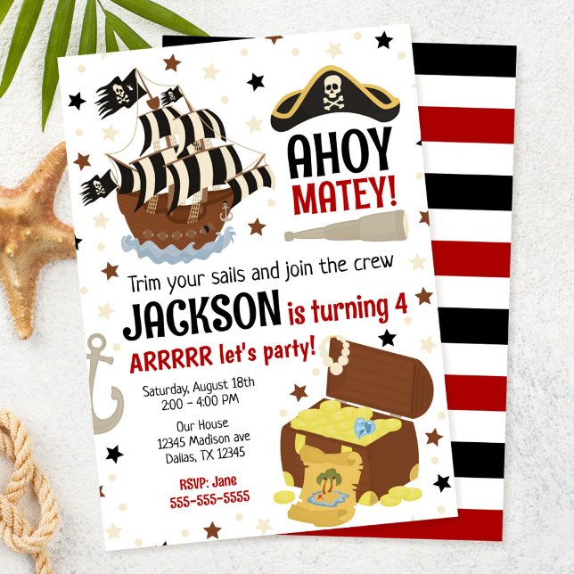 Invitación de cumpleaños temática pirata Ahoy Joll (Subido por el creador)