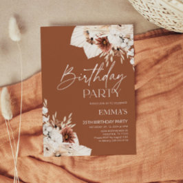 Invitación de cumpleaños Terracotta Boho Pampas