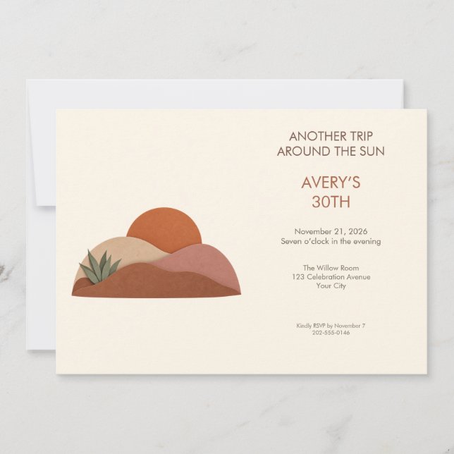 Invitación de cumpleaños Terracotta Desert Sun (Anverso)
