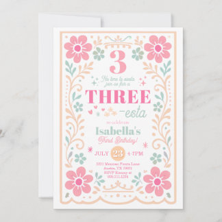 Invitación de cumpleaños Three-esta Fiesta