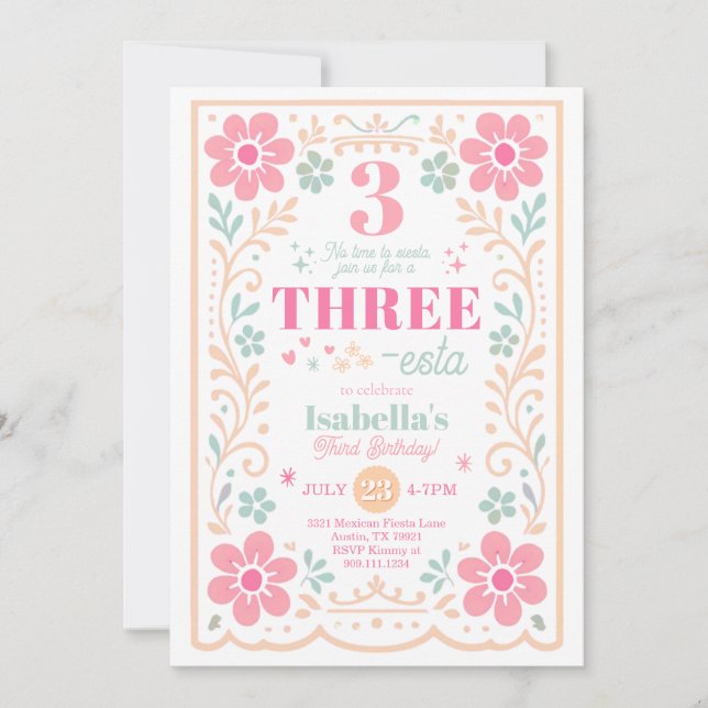Invitación de cumpleaños Three-esta Fiesta (Anverso)