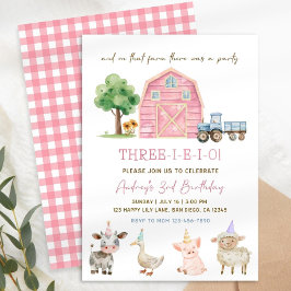 Invitación de cumpleaños Three I E I O, Editable G
