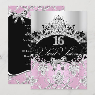 Invitación de cumpleaños Tiara Sweet 16 destello r