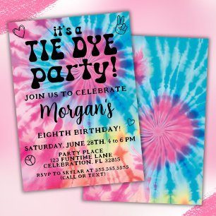 Invitación de cumpleaños Tie Dye
