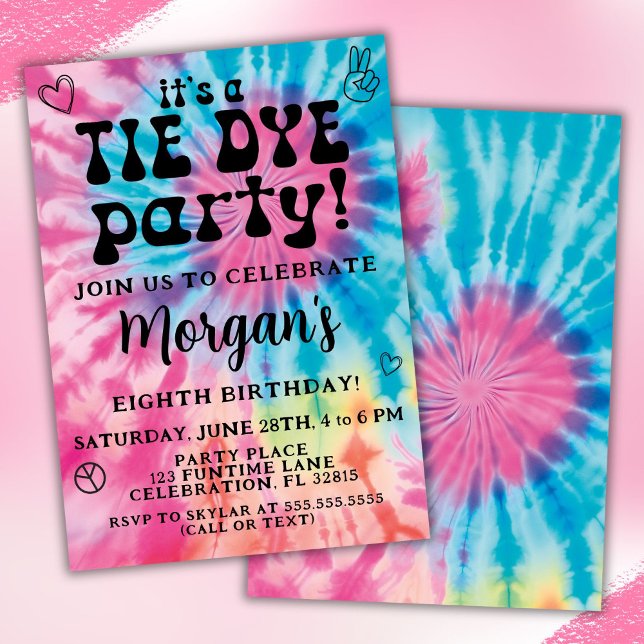 Invitación de cumpleaños Tie Dye (Subido por el creador)