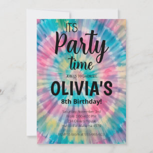 Invitación de cumpleaños Tie Dye Arcoíris Cumpleañ