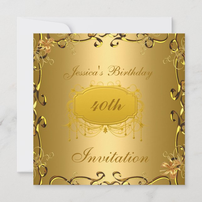 Invitación de cumpleaños Todas las ocasiones Gold (Anverso)