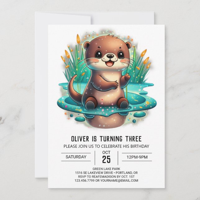 Invitación de cumpleaños totalmente Adorable (Anverso)