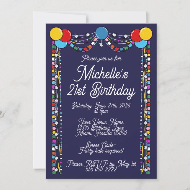 Invitación de cumpleaños trascendental (Anverso)