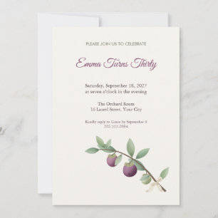 Invitación de cumpleaños treinta con rama de mango