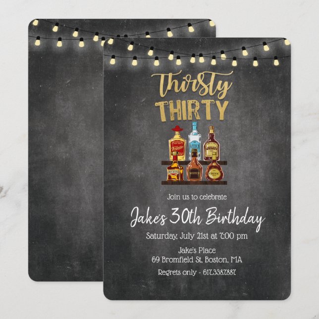 Invitación de cumpleaños treinta sedientos (Anverso / Reverso)