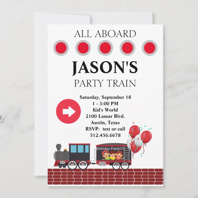 Invitación de Cumpleaños Tren de Niños (Anverso)