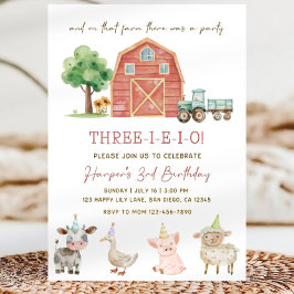 Invitación de cumpleaños Tres I E I O, Niño 3r edi
