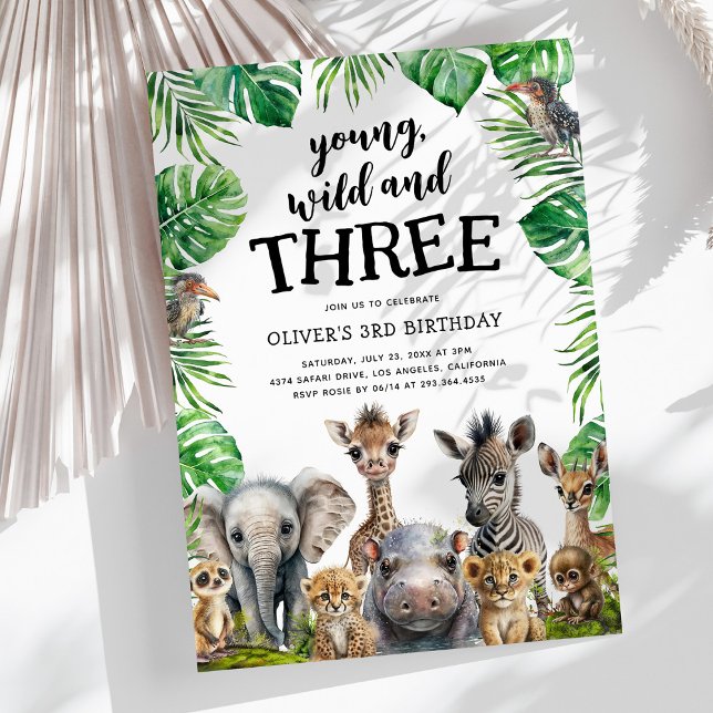 Invitación de cumpleaños tres jungla joven salvaje (Subido por el creador)