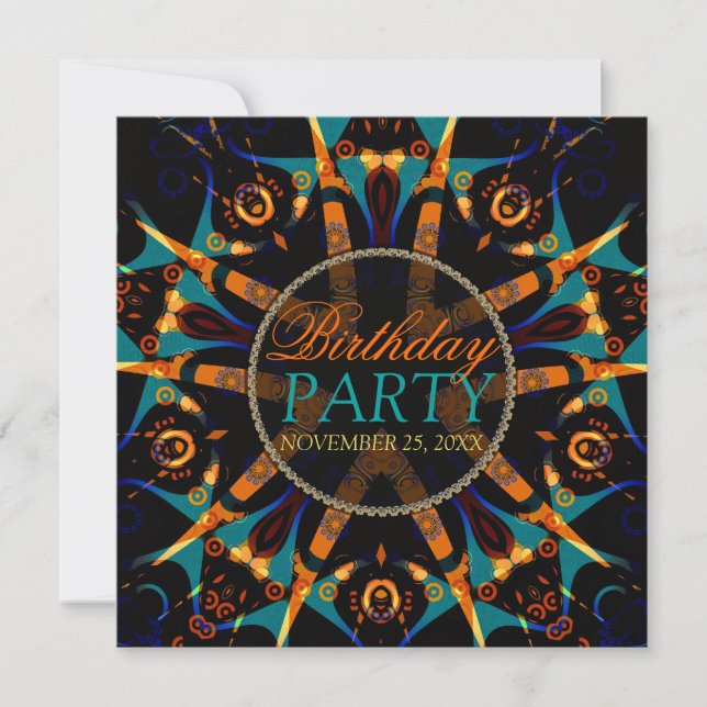 Invitación de Cumpleaños Tribal Batik Star (Anverso)