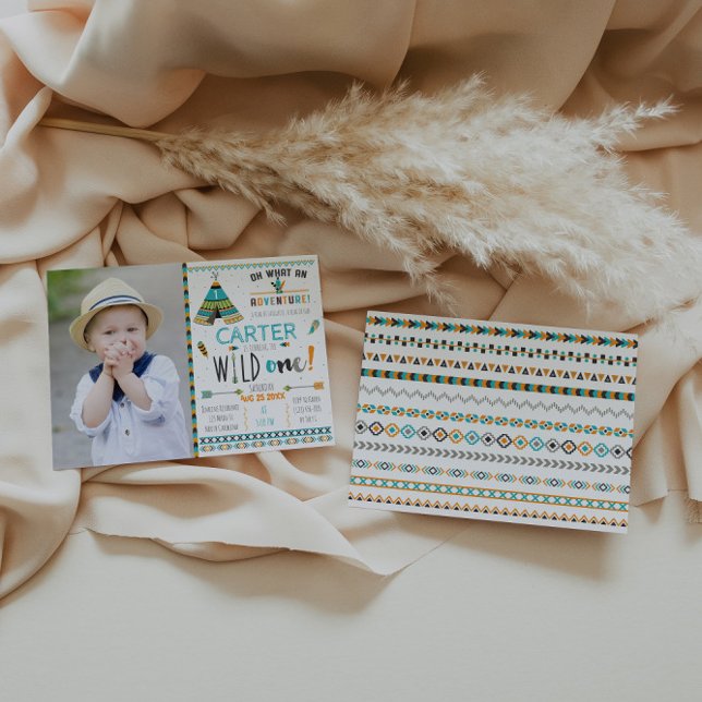 Invitación de cumpleaños tribal de Wild One Boho (Subido por el creador)