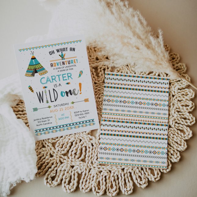 Invitación de cumpleaños tribal de Wild One Boho (Subido por el creador)