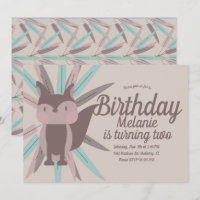 Invitación de cumpleaños tribal de zorro lindo