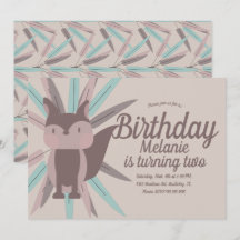 Invitación de cumpleaños tribal de zorro lindo