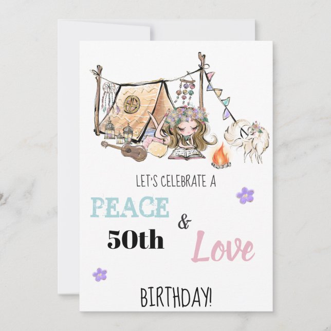 * Invitación de cumpleaños tribal hippie por la pa (Anverso)