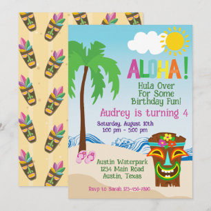 Invitación de cumpleaños Tropical Beach Aloha Luau