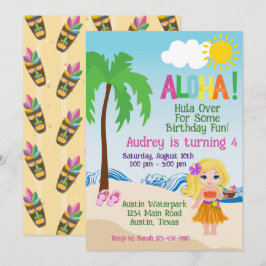 Invitación de cumpleaños Tropical Beach Aloha Luau