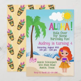 Invitación de cumpleaños Tropical Beach Aloha Luau