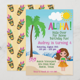 Invitación de cumpleaños Tropical Beach Aloha Luau