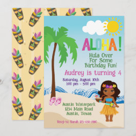 Invitación de cumpleaños Tropical Beach Aloha Luau