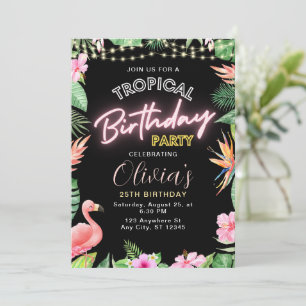 Invitación de cumpleaños tropical, cumpleaños de n