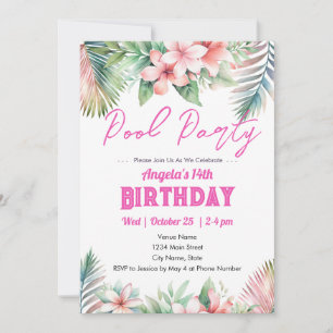 Invitación de cumpleaños tropical de chica adolesc