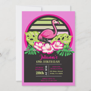 Invitación de cumpleaños tropical de FLAMINGO PINO