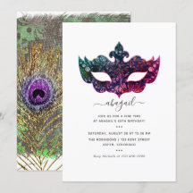 Invitación de cumpleaños tropical de Mardi Gras