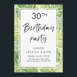 Invitación de cumpleaños Tropical Hawaii 30<br><div class="desc">(H) ¡Una manera perfecta de invitar a sus invitados a su fiesta de cumpleaños! Tema tropical con hojas de palma.</div>