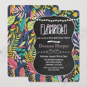 Invitación de cumpleaños tropical Let's Flamingle