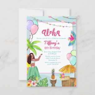 Invitación de cumpleaños tropical Luau Ethnic Aloh