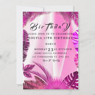 Invitación de cumpleaños tropical, piña hawaiana B