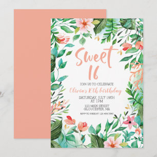 Invitación de cumpleaños Tropical Sweet 16 Aloha L