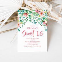 Invitación de cumpleaños Tropical Sweet 16 Aloha L