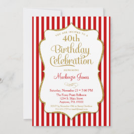 Invitación de cumpleaños Tween Oro Rojo Adulto