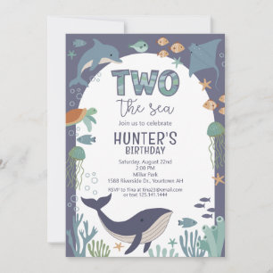 Invitación de cumpleaños TWO al mar océano