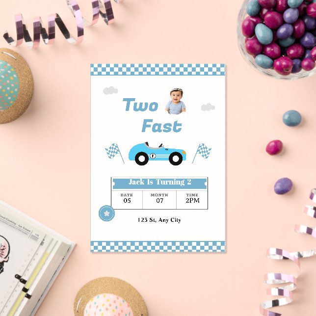 Invitación de cumpleaños Two Fast para niño | Coch (Insitu (Celebración))